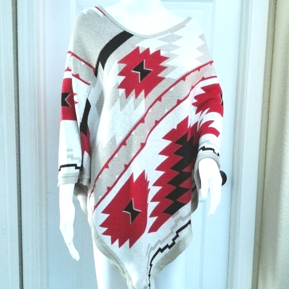 Boston Proper Aztec Print Poncho Shawl